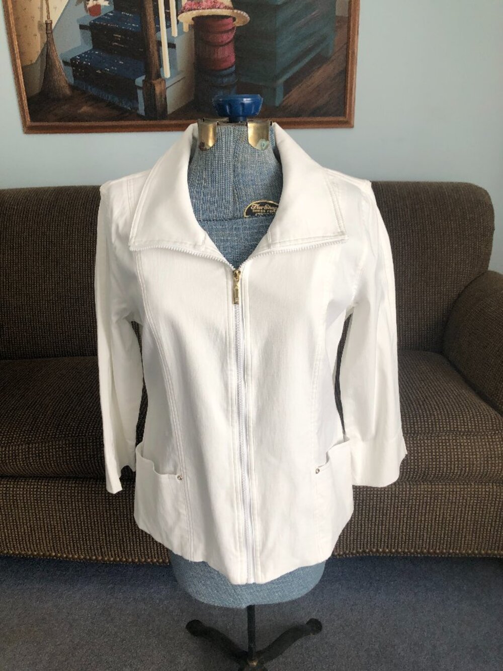 NWOT JM Collection Women's Size 12 White Jacket 3/4 Length Sleeves